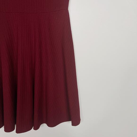 Aqua Girls XLarge XL Burgundy Red Rib Knit Fit and Flare Dress Short Sleeve Crew - Picture 5 of 8